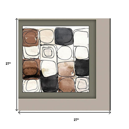Set Of Two Circular Square Black Framed Wall Art