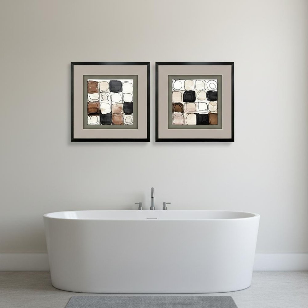 Set Of Two Circular Square Black Framed Wall Art
