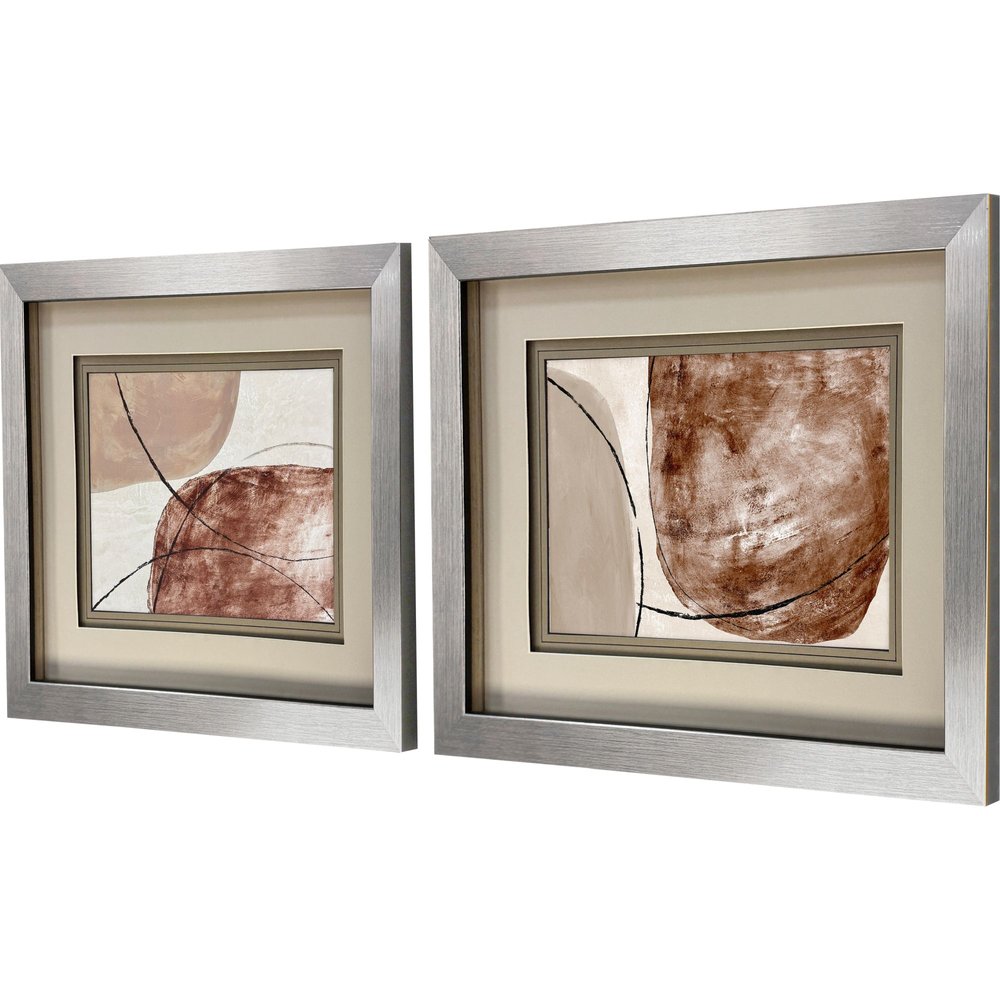 Set Of Two Shining Taupe Silver Framed Wall Art — view 2