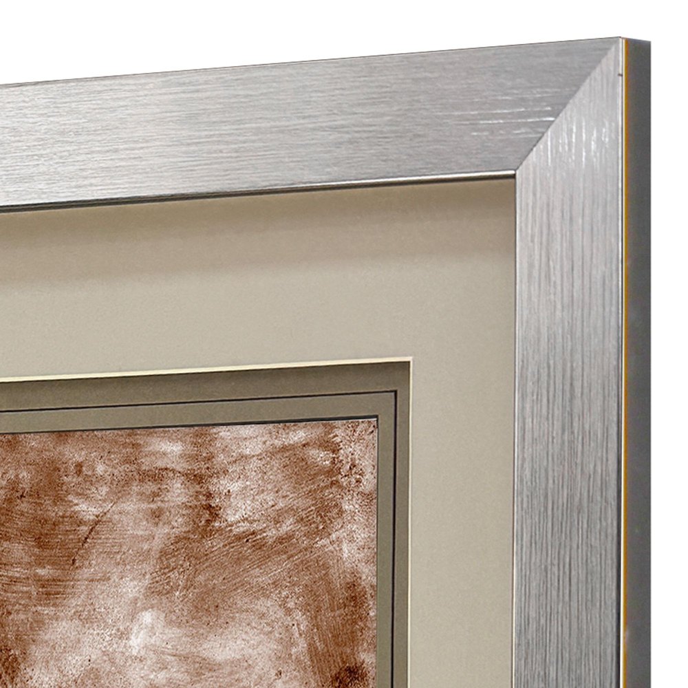 Set Of Two Shining Taupe Silver Framed Wall Art