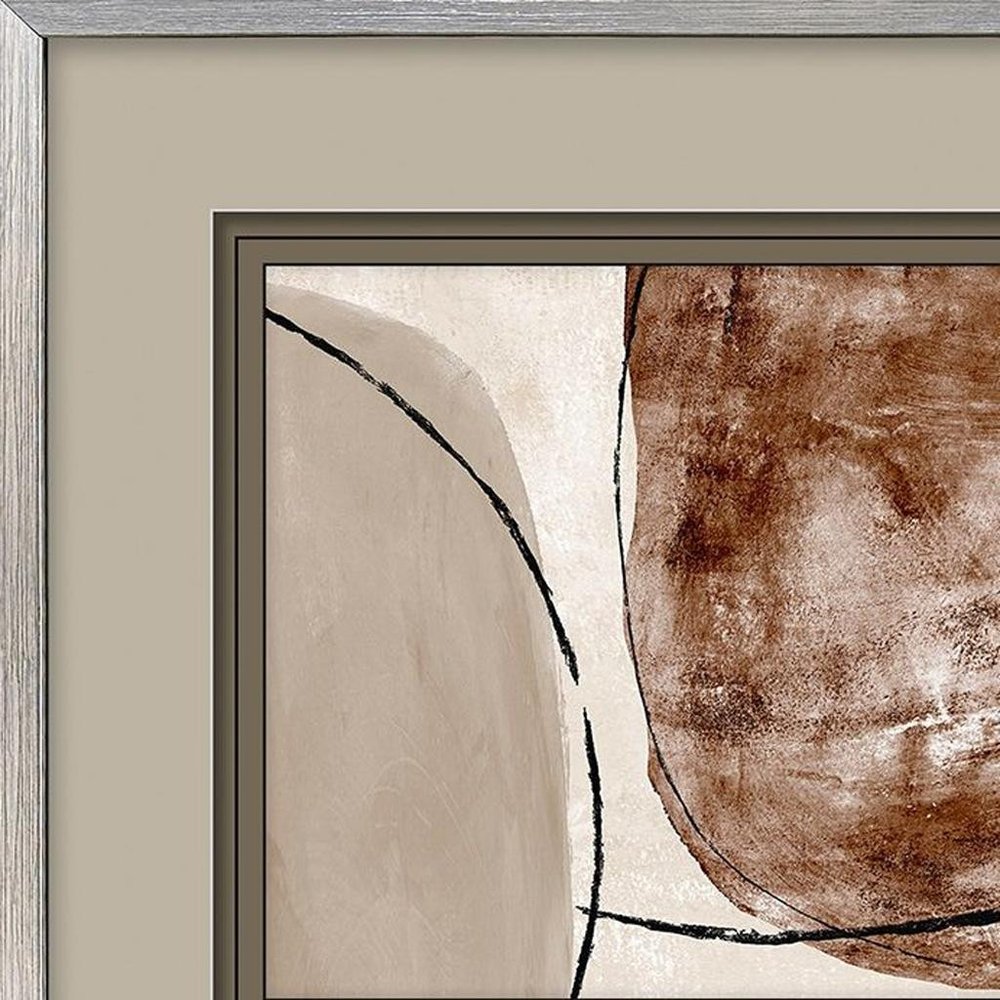 Set Of Two Shining Taupe Silver Framed Wall Art