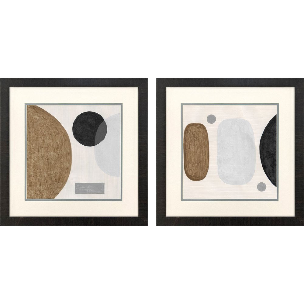 Set Of Two Neutral Stones Brown Framed Wall Art