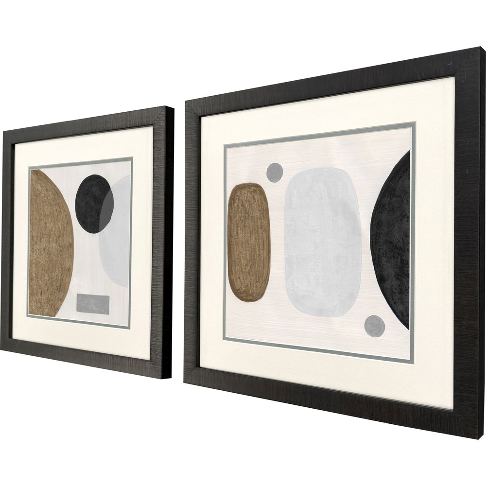 Set Of Two Neutral Stones Brown Framed Wall Art — view 2