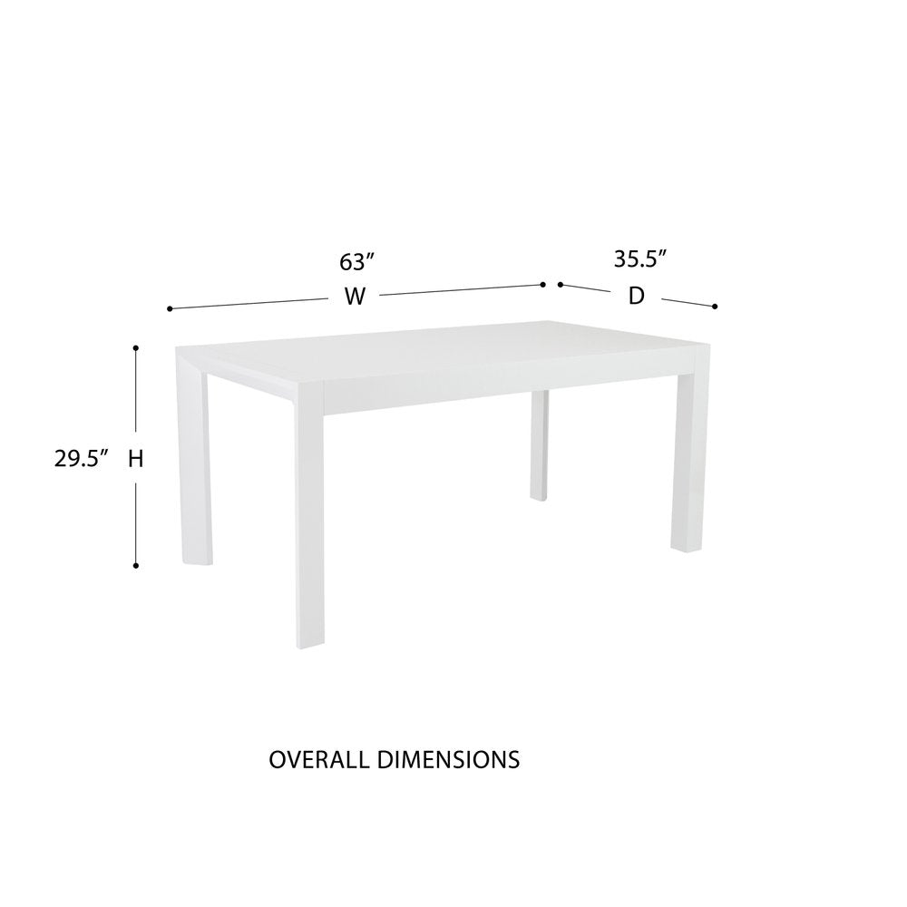 63" White Wood Dining Table HomeRoots