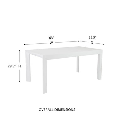 63" White Wood Dining Table HomeRoots