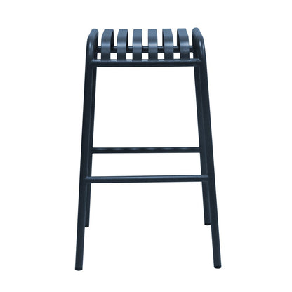 Set of Two 30" Dark Blue Steel Backless Bar Height Bar Chairs HomeRoots