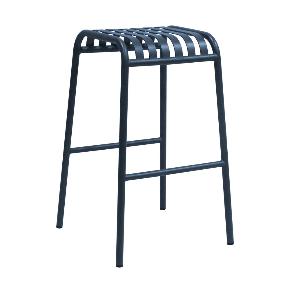 Set of Two 30" Dark Blue Steel Backless Bar Height Bar Chairs HomeRoots