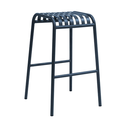 Set of Two 30" Dark Blue Steel Backless Bar Height Bar Chairs HomeRoots