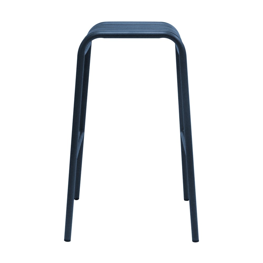 Set of Two 30" Dark Blue Steel Backless Bar Height Bar Chairs HomeRoots