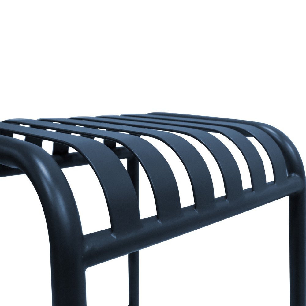 Set of Two 30" Dark Blue Steel Backless Bar Height Bar Chairs HomeRoots