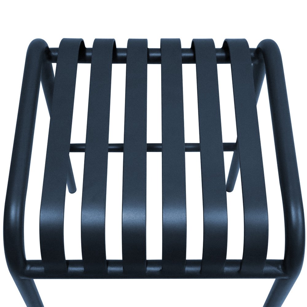 Set of Two 30" Dark Blue Steel Backless Bar Height Bar Chairs HomeRoots