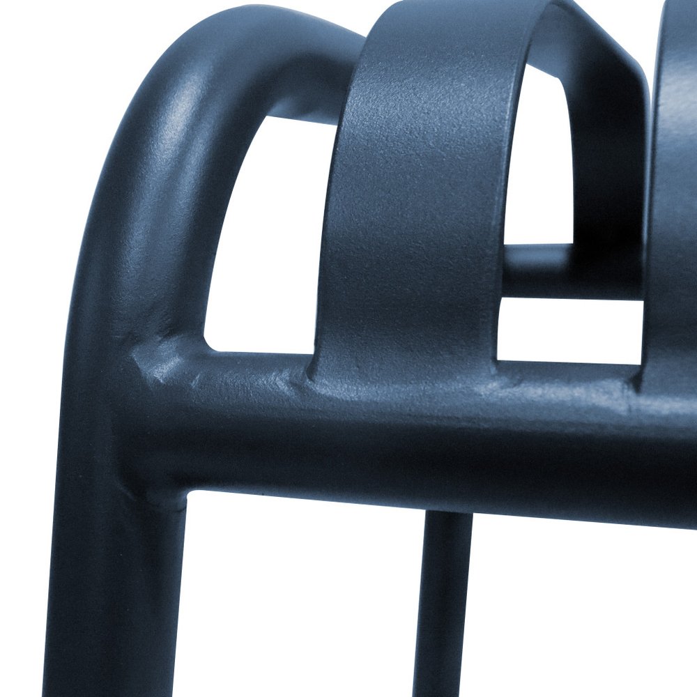 Set of Two 30" Dark Blue Steel Backless Bar Height Bar Chairs HomeRoots