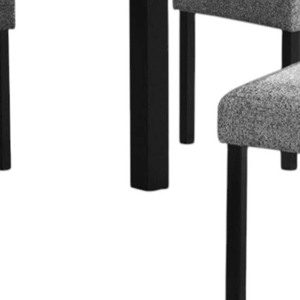 Five Piece White and Black Faux Marble Dining Set with Four Chairs HomeRoots