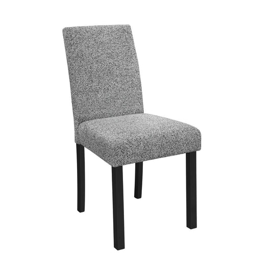 Five Piece White and Black Faux Marble Dining Set with Four Chairs