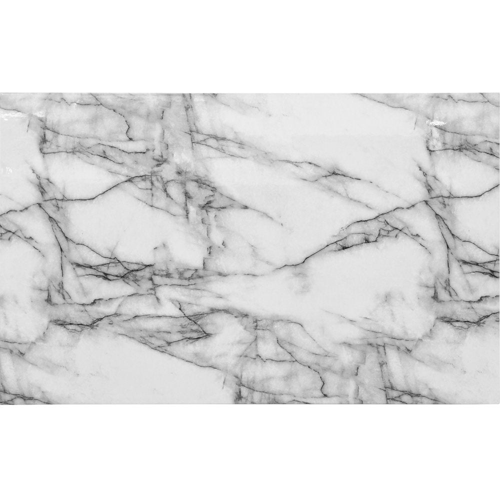 Five Piece White and Black Faux Marble Dining Set with Four Chairs — view 3