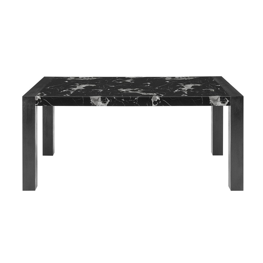 68" Black Faux Marble and Wood Dining Table HomeRoots