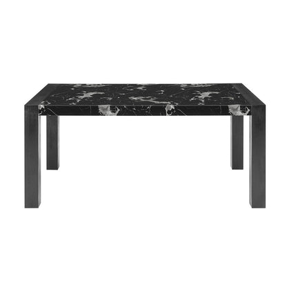 68" Black Faux Marble and Wood Dining Table HomeRoots