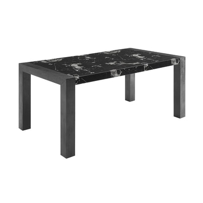 68" Black Faux Marble and Wood Dining Table HomeRoots