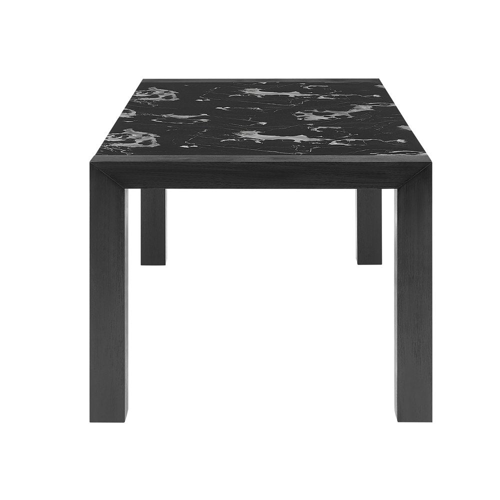 68" Black Faux Marble and Wood Dining Table HomeRoots
