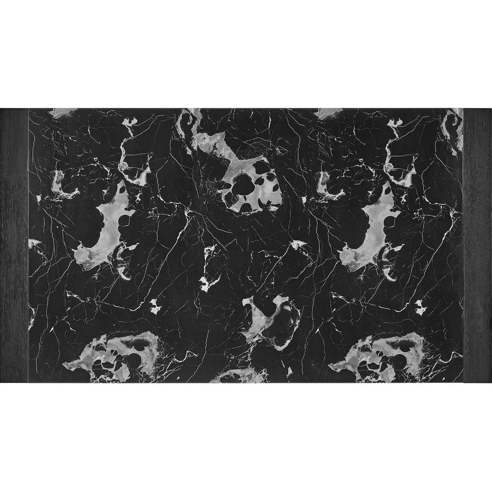 68" Black Faux Marble and Wood Dining Table HomeRoots