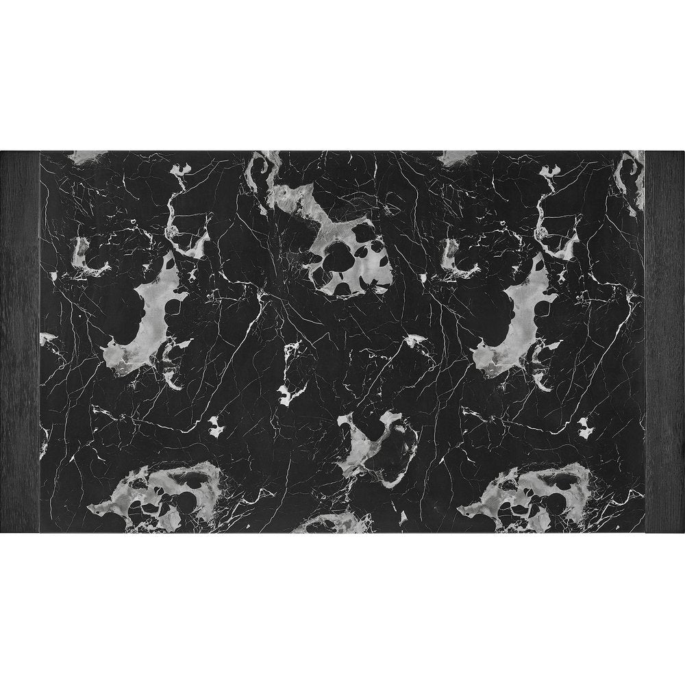 68" Black Faux Marble and Wood Dining Table HomeRoots