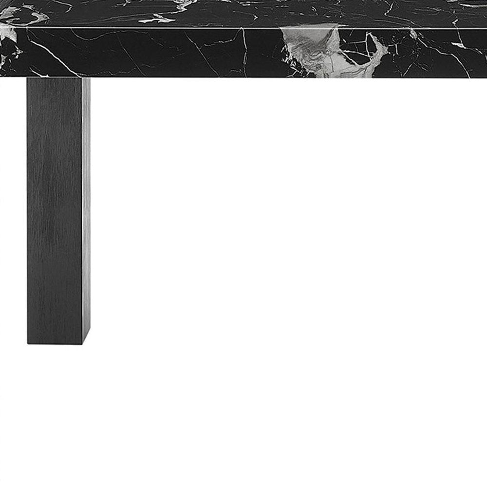 68" Black Faux Marble and Wood Dining Table HomeRoots