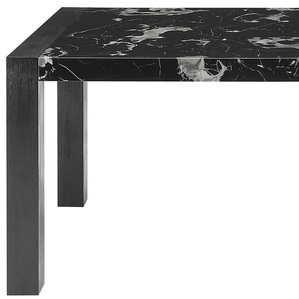 68" Black Faux Marble and Wood Dining Table HomeRoots