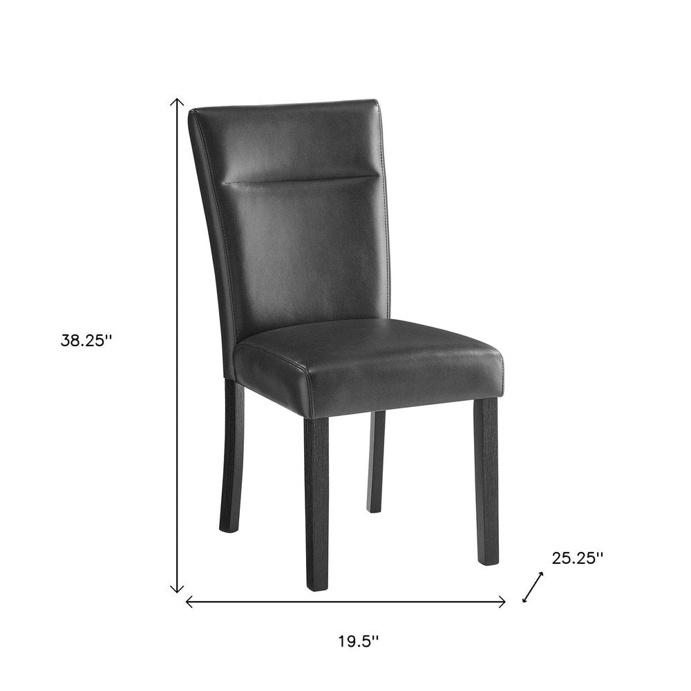 Set of Two Charcoal and Black Faux Leather And Wood Dining Side Chairs HomeRoots