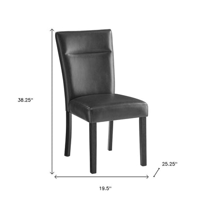 Set of Two Charcoal and Black Faux Leather And Wood Dining Side Chairs HomeRoots