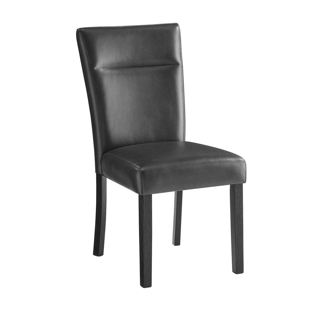 Set of Two Charcoal and Black Faux Leather And Wood Dining Side Chairs HomeRoots