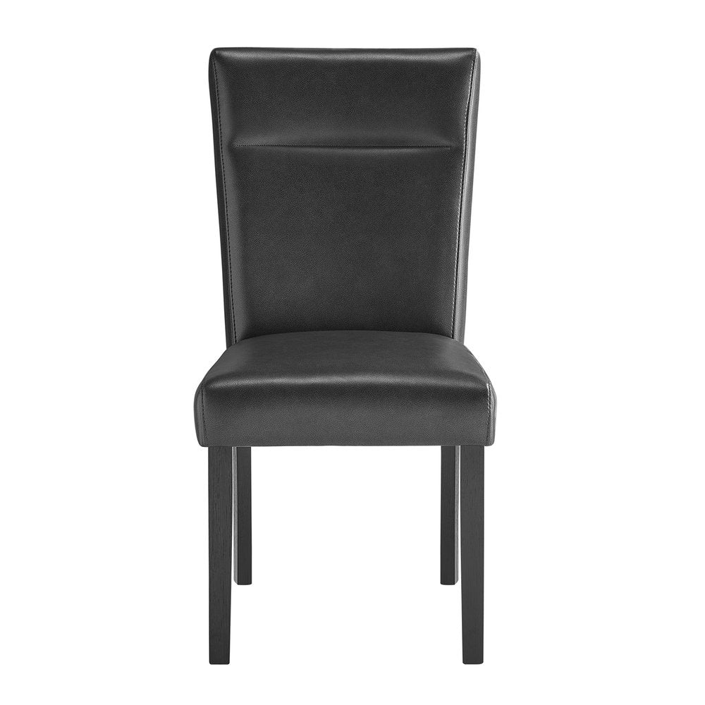 Set of Two Charcoal and Black Faux Leather And Wood Dining Side Chairs HomeRoots