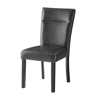 Set of Two Charcoal and Black Faux Leather And Wood Dining Side Chairs HomeRoots