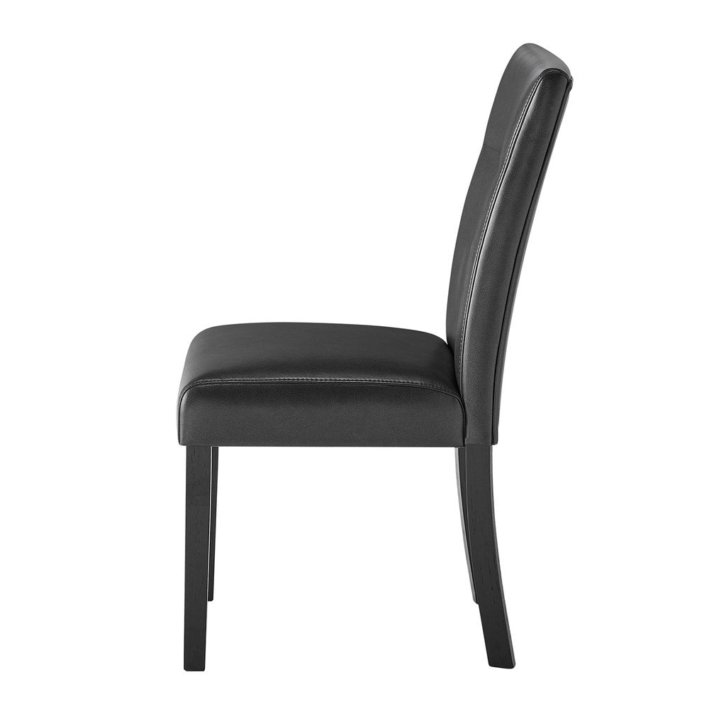 Set of Two Charcoal and Black Faux Leather And Wood Dining Side Chairs HomeRoots