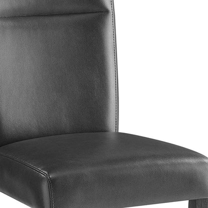 Set of Two Charcoal and Black Faux Leather And Wood Dining Side Chairs HomeRoots