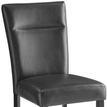 Set of Two Charcoal and Black Faux Leather And Wood Dining Side Chairs HomeRoots
