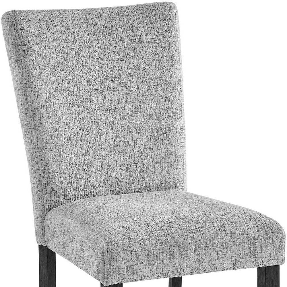Set of Two Light Gray and Black Upholstered Fabric And Wood Dining Side Chairs HomeRoots