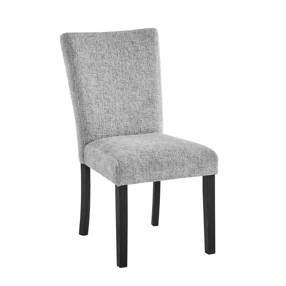 Set of Two Light Gray and Black Upholstered Fabric And Wood Dining Side Chairs HomeRoots