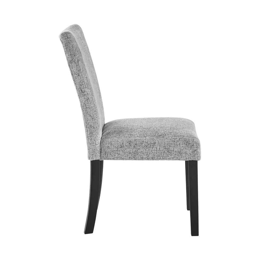 Set of Two Light Gray and Black Upholstered Fabric And Wood Dining Side Chairs HomeRoots