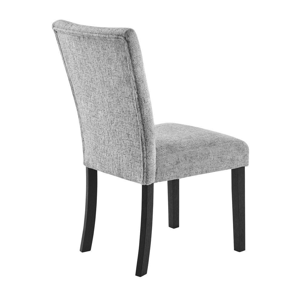 Set of Two Light Gray and Black Upholstered Fabric And Wood Dining Side Chairs HomeRoots