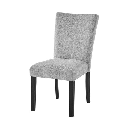 Set of Two Light Gray and Black Upholstered Fabric And Wood Dining Side Chairs HomeRoots