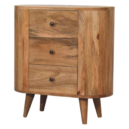 26" Oak Solid Wood Oval Accent Cabinet With Three Drawers HomeRoots