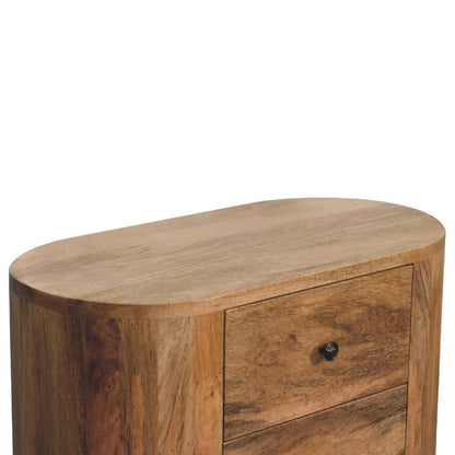 26" Oak Solid Wood Oval Accent Cabinet With Three Drawers HomeRoots