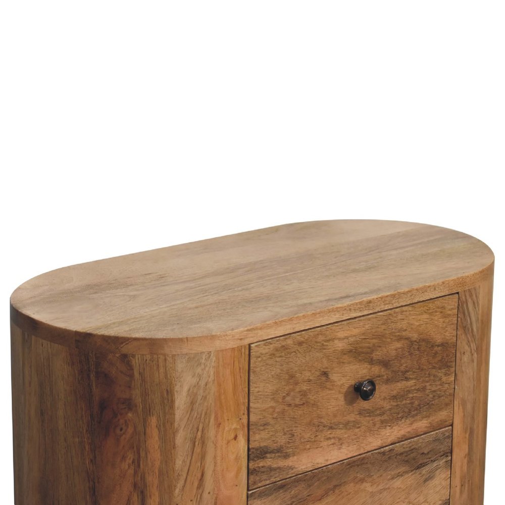 26" Oak Solid Wood Oval Accent Cabinet With Three Drawers HomeRoots