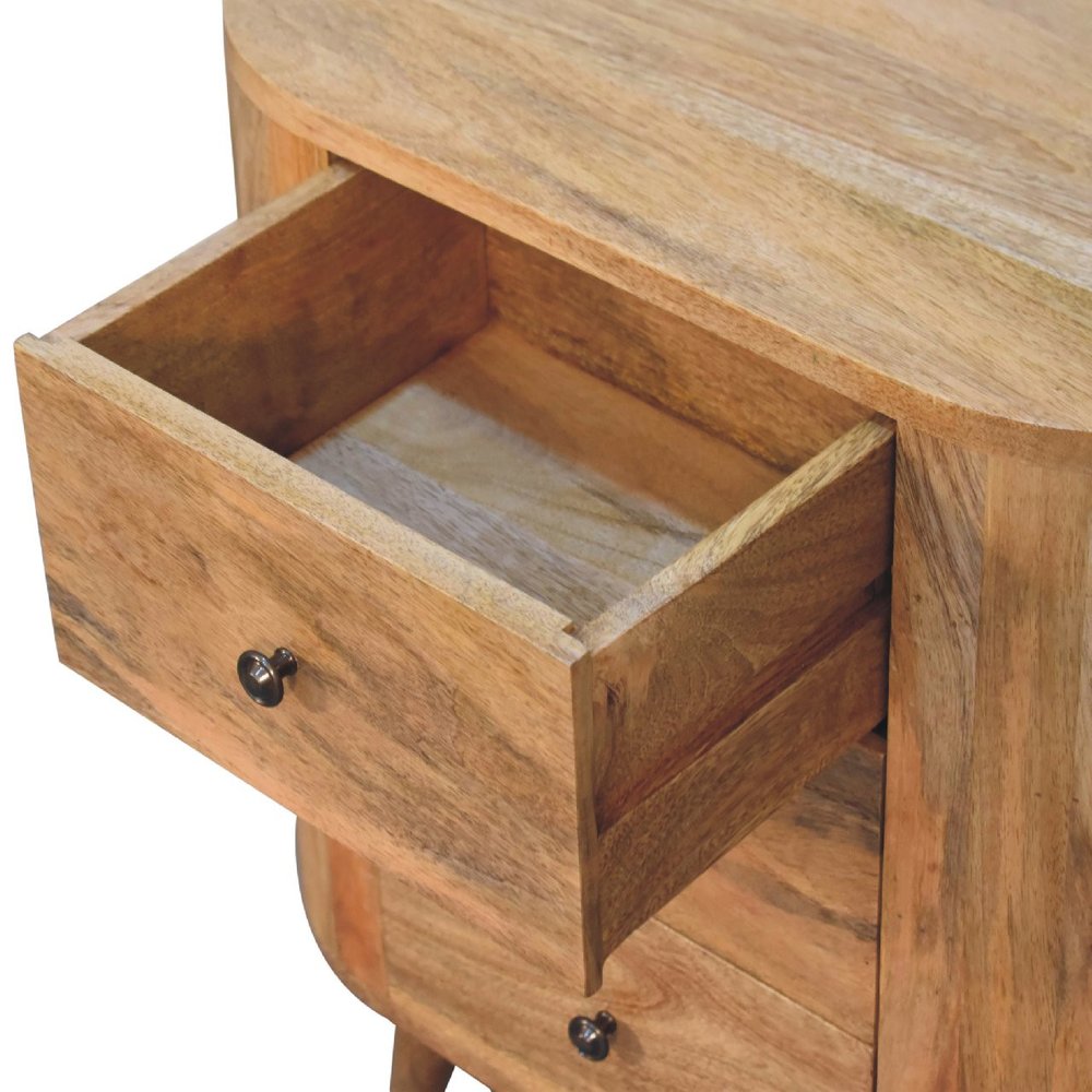 26" Oak Solid Wood Oval Accent Cabinet With Three Drawers HomeRoots