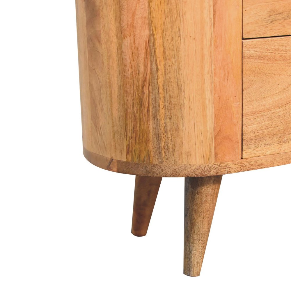 26" Oak Solid Wood Oval Accent Cabinet With Three Drawers HomeRoots