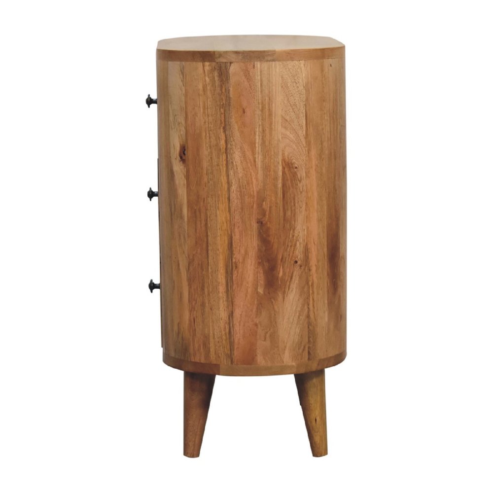 26" Oak Solid Wood Oval Accent Cabinet With Three Drawers HomeRoots