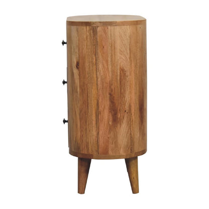 26" Oak Solid Wood Oval Accent Cabinet With Three Drawers HomeRoots