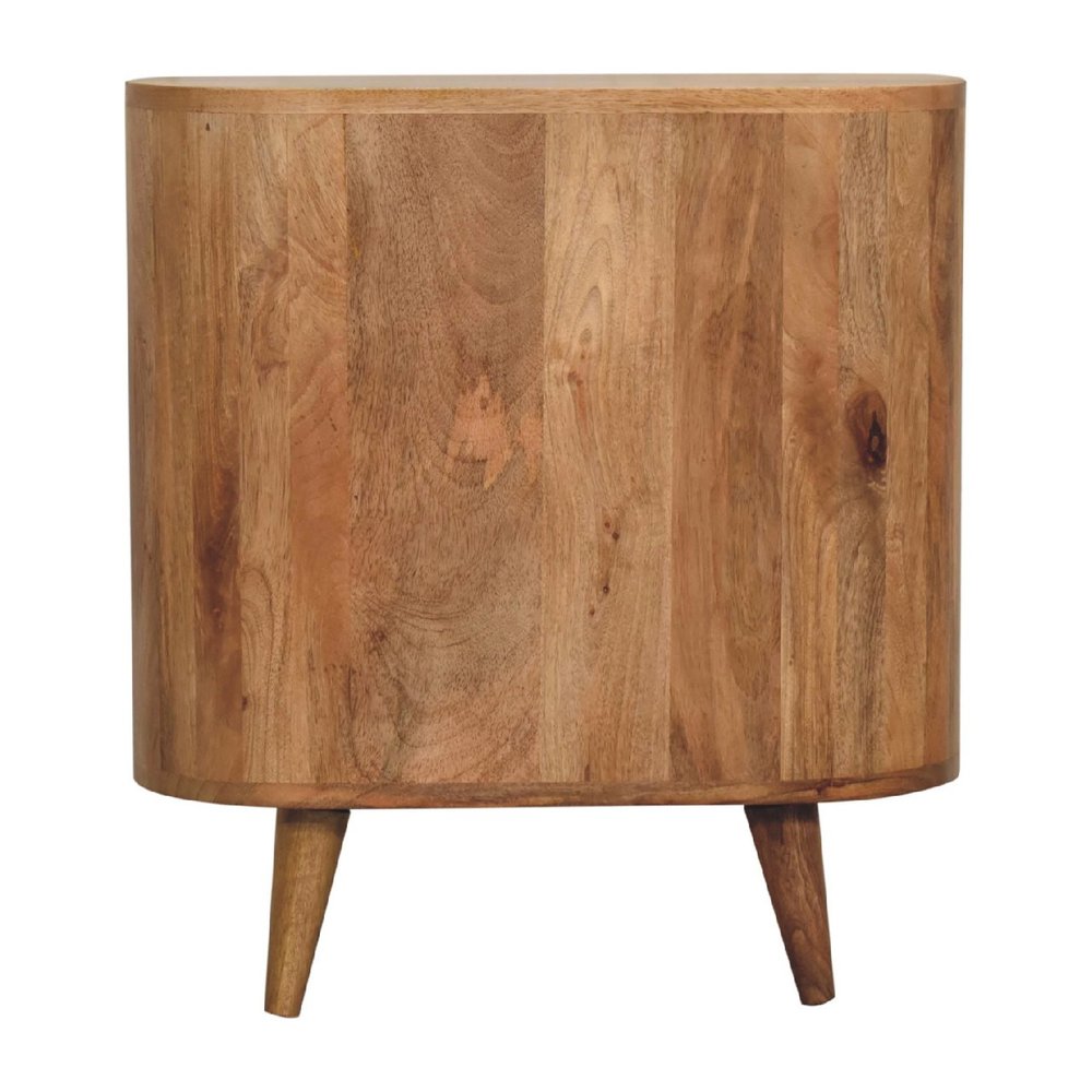 26" Oak Solid Wood Oval Accent Cabinet With Three Drawers HomeRoots