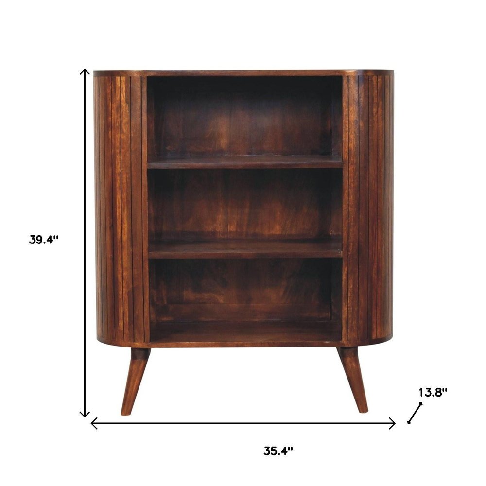 39" Chestnut Solid Wood Three Tier Bookcase HomeRoots