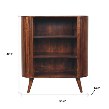 39" Chestnut Solid Wood Three Tier Bookcase HomeRoots